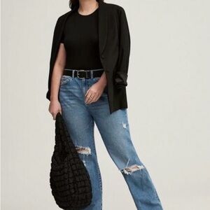 Torrid High Rise Baggy Straight Distressed Blue Jeans - Size 28T